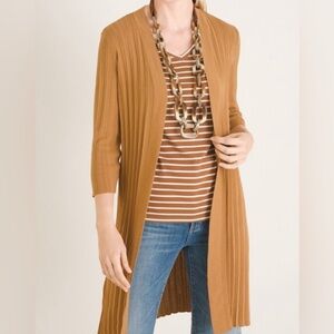 Chicos Long Line Maxi Pleated Open Front Cardigan | chicos 2 / Large